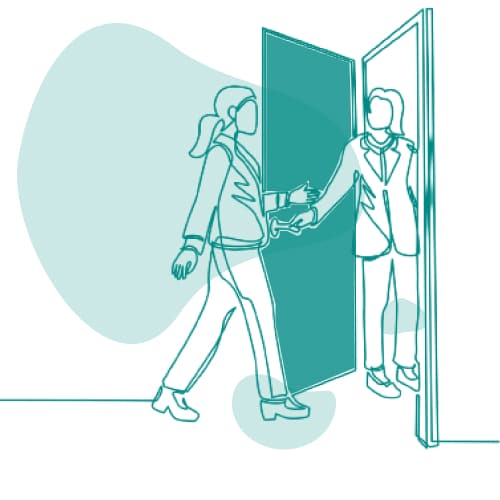 Illustration portes ouvertes(1) femme ouvrant une porte dessin